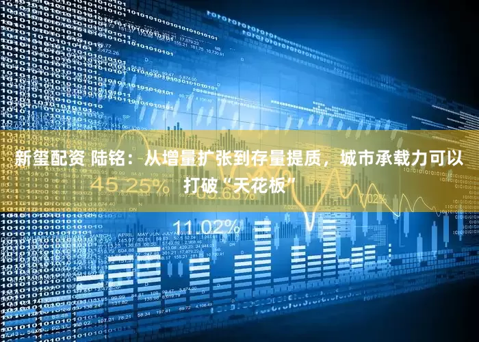 新玺配资 陆铭：从增量扩张到存量提质，城市承载力可以打破“天花板”